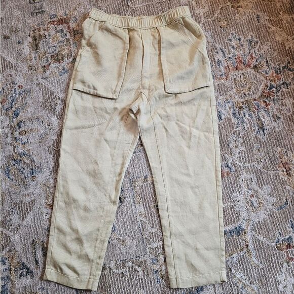 Zara pale yellow cropped pants. Sz s with 24" inseam. Cotton/linen blend, like n - Picture 1 of 8